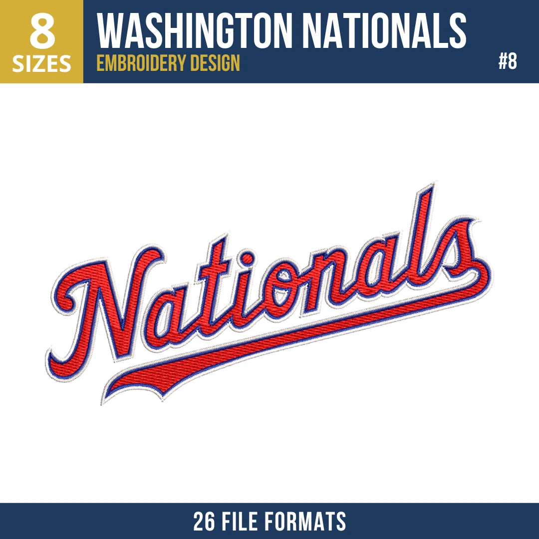 Washington Nationals Embroidery Bundle – 10 Designs, 26 Formats