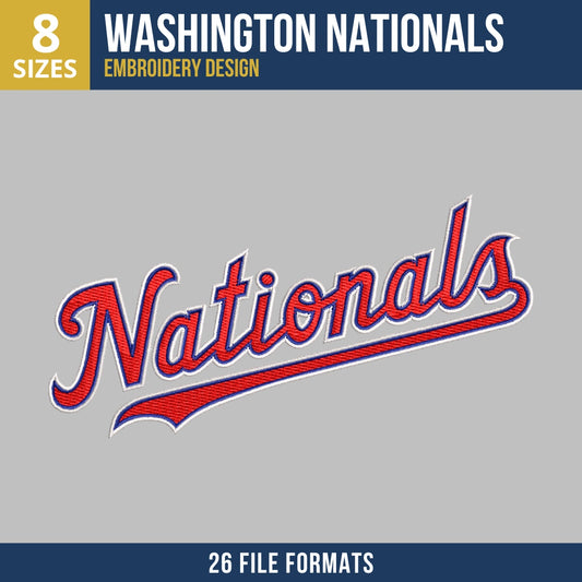 Washington Nationals Wordmark Embroidery Design