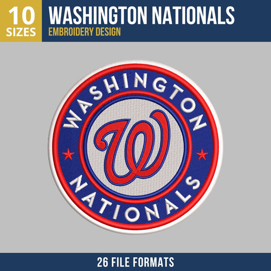 Washington Nationals Circular Badge Embroidery Design