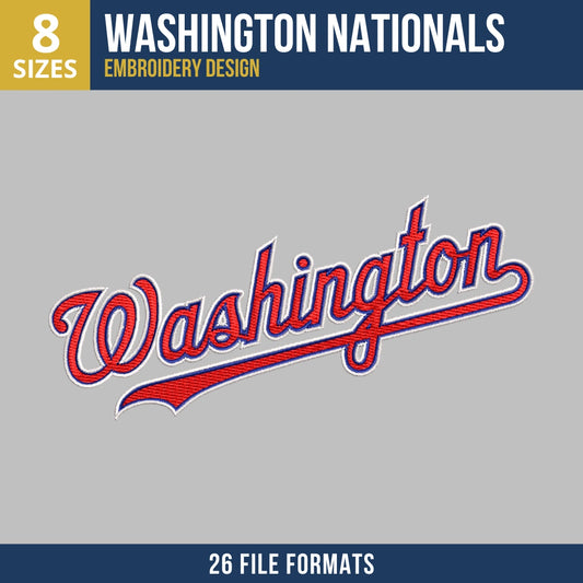 Washington Nationals Wordmark MLB Embroidery Design