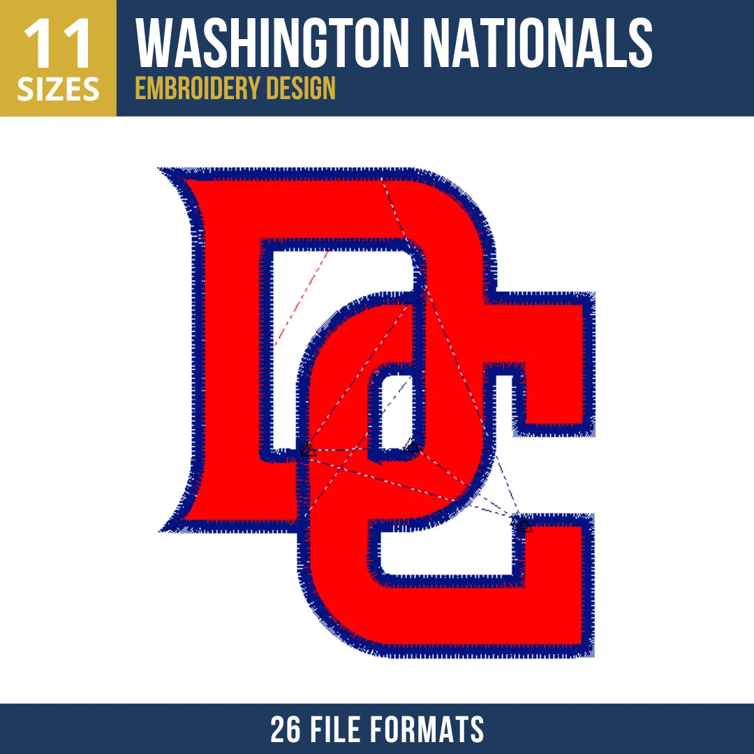 Washington Nationals DC Monogram Embroidery Design