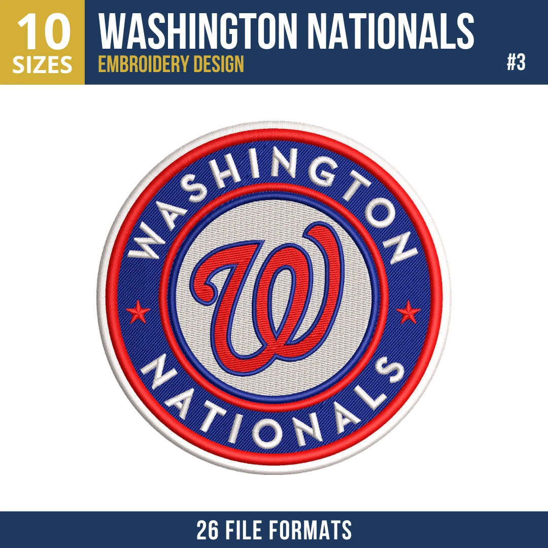 Washington Nationals Embroidery Bundle – 10 Designs, 26 Formats