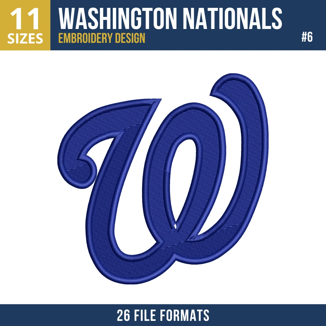 Washington Nationals Embroidery Bundle – 10 Designs, 26 Formats