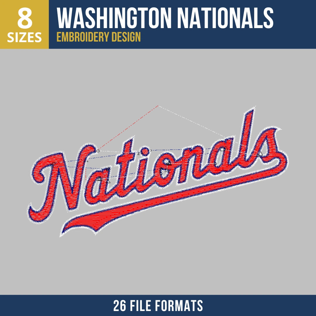 Washington Nationals Wordmark Embroidery Design