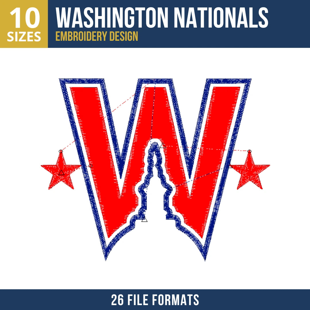 Washington Nationals Capitol Dome W Monogram Embroidery Design