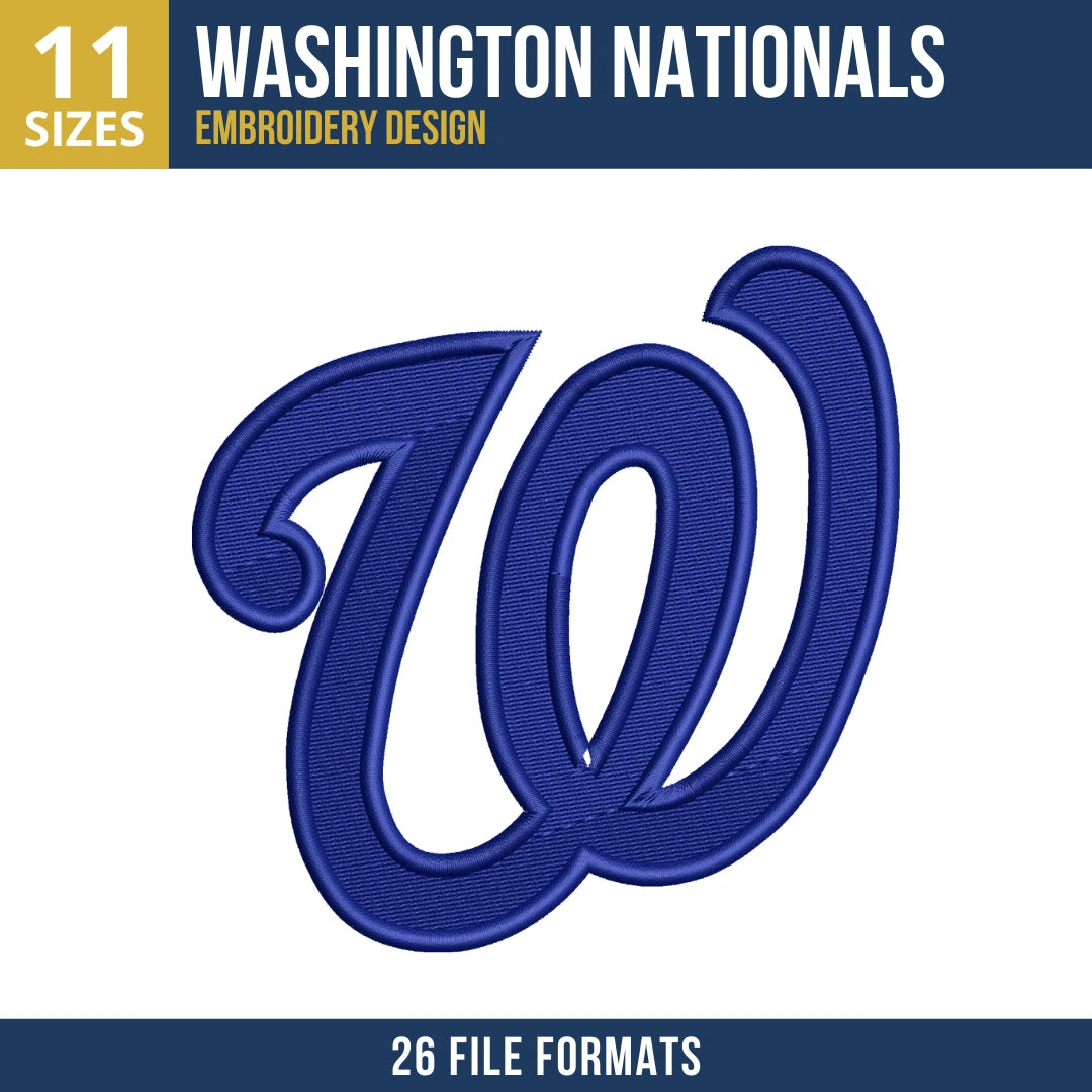 Washington Nationals W Monogram Embroidery Design
