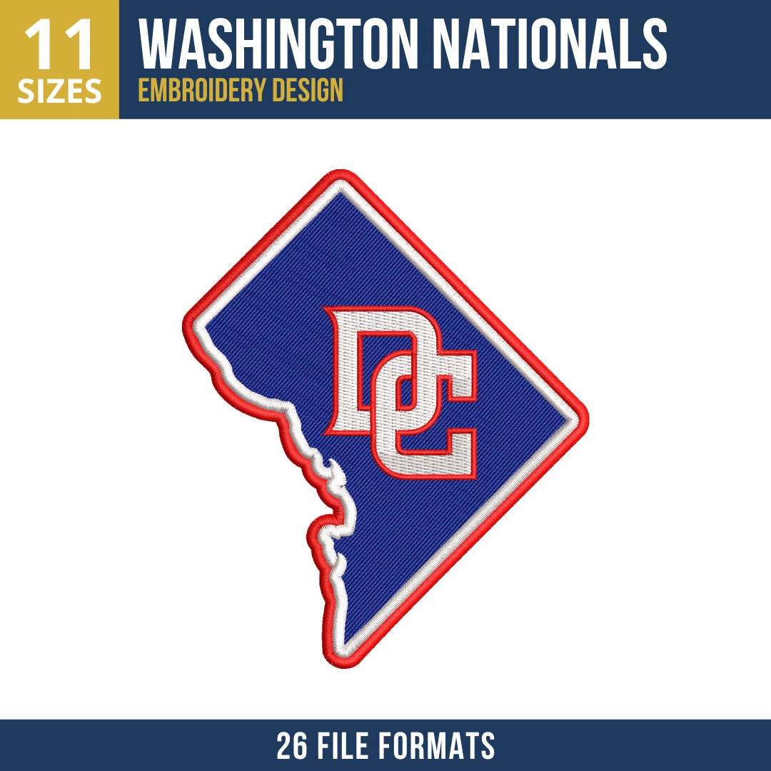 Washington Nationals DC Diamond Badge Embroidery Design