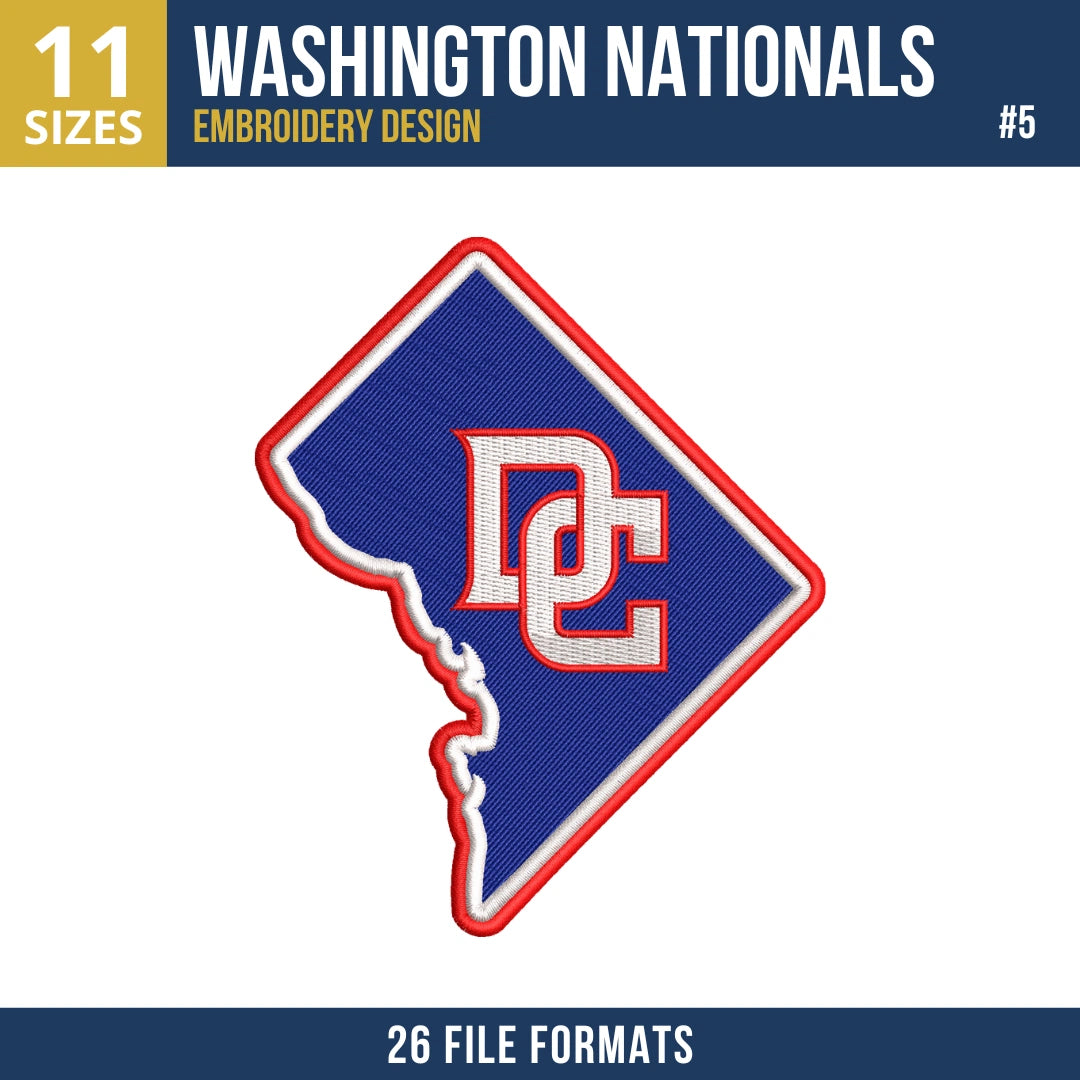 Washington Nationals Embroidery Bundle – 10 Designs, 26 Formats