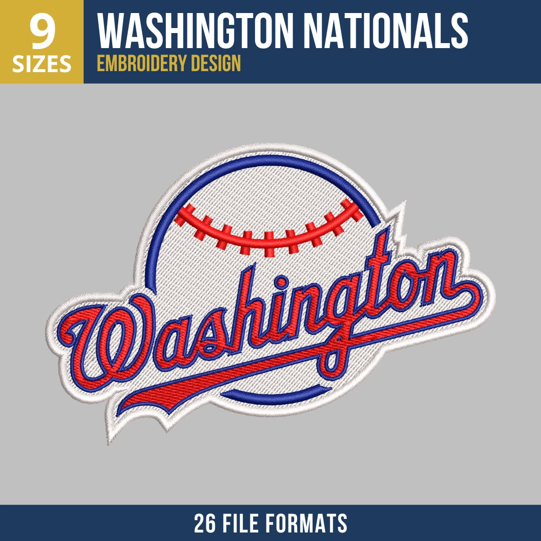 Washington Nationals Wordmark Baseball Embroidery Design