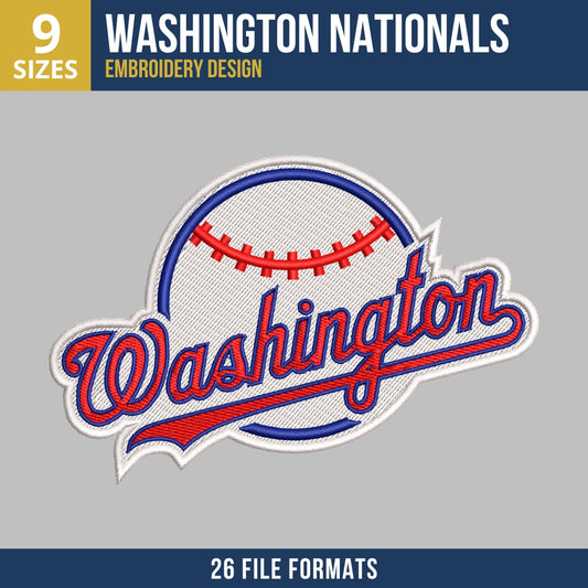Washington Nationals Wordmark Baseball Embroidery Design