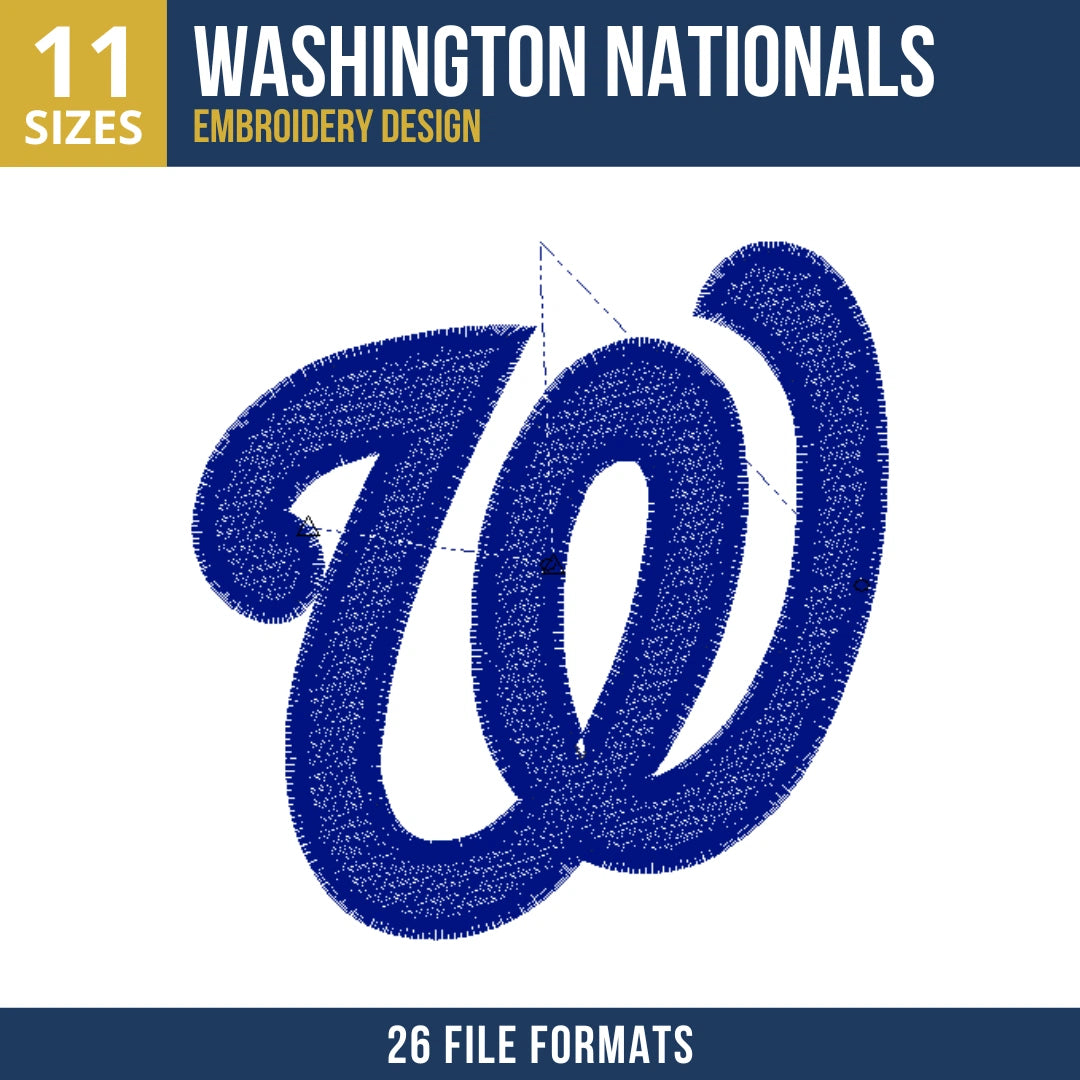 Washington Nationals W Monogram Embroidery Design