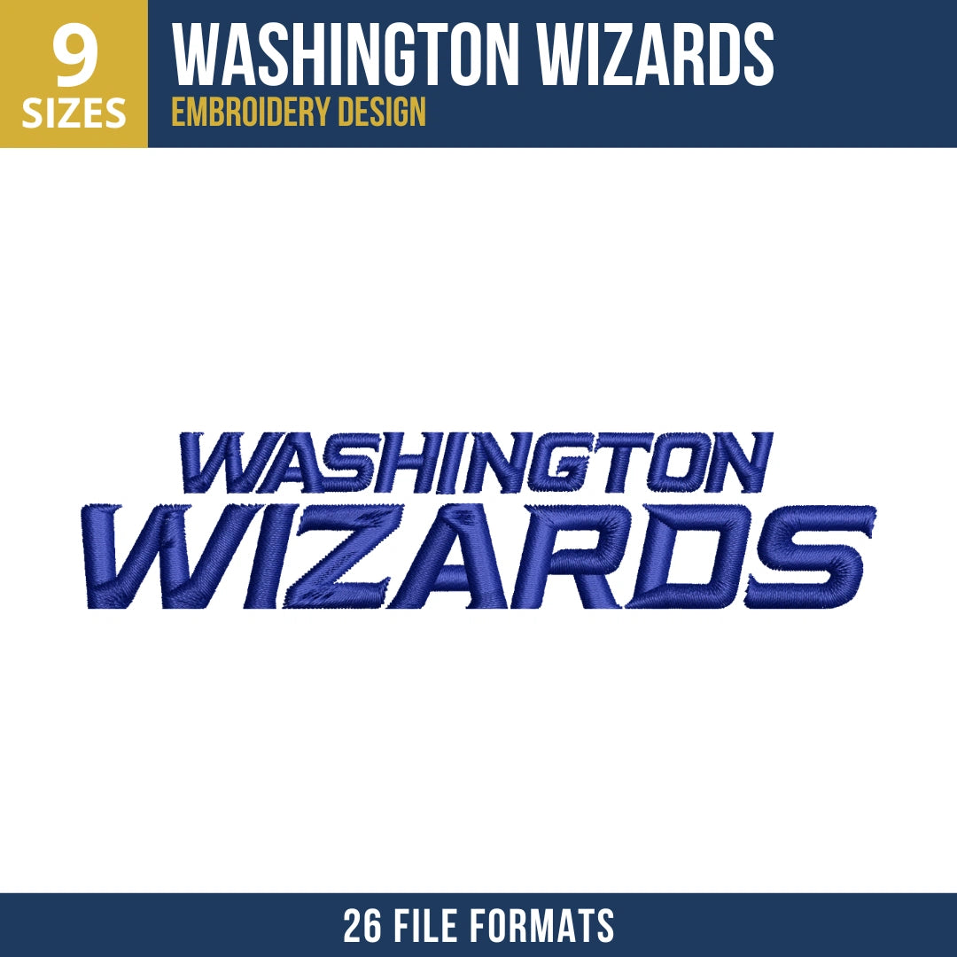 Washington Wizards Stacked Wordmark Embroidery Design