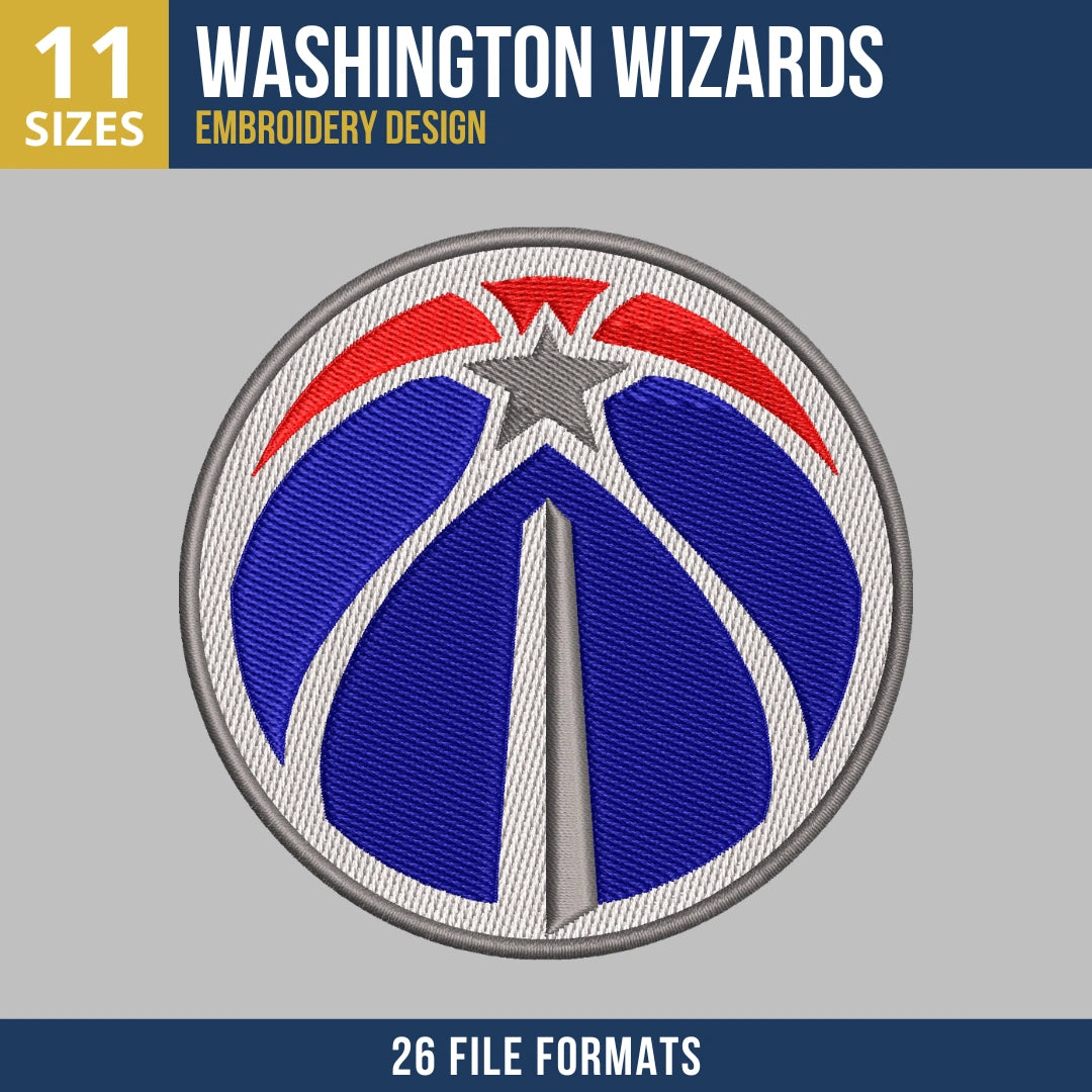 Washington Wizards Monument Star Circle Badge Basketball Embroidery Design