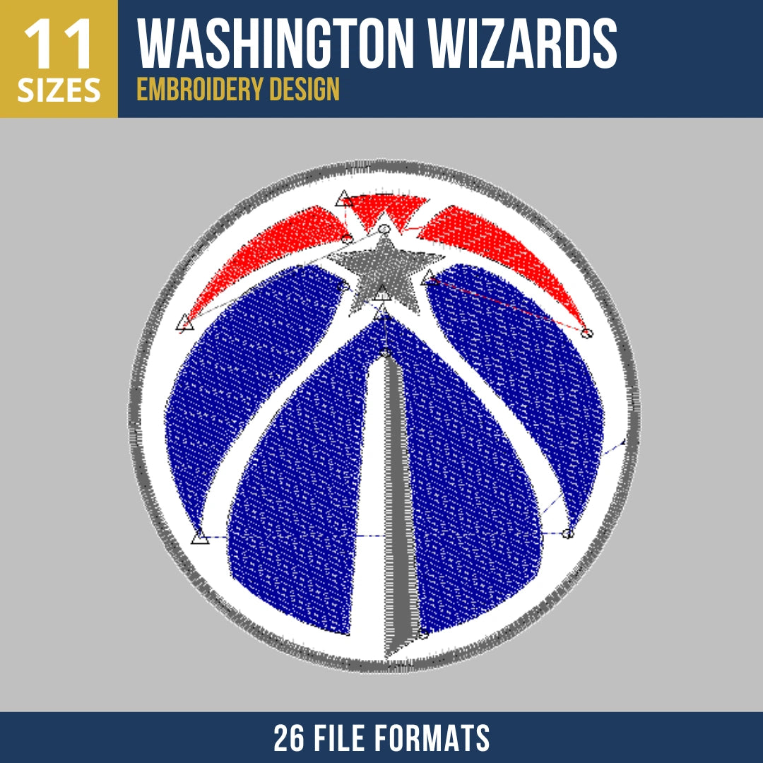 Washington Wizards Monument Star Circle Badge Basketball Embroidery Design