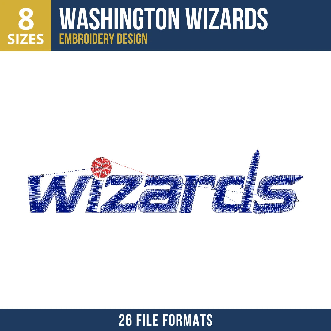 Washington Wizards Wizards Wordmark Embroidery Design