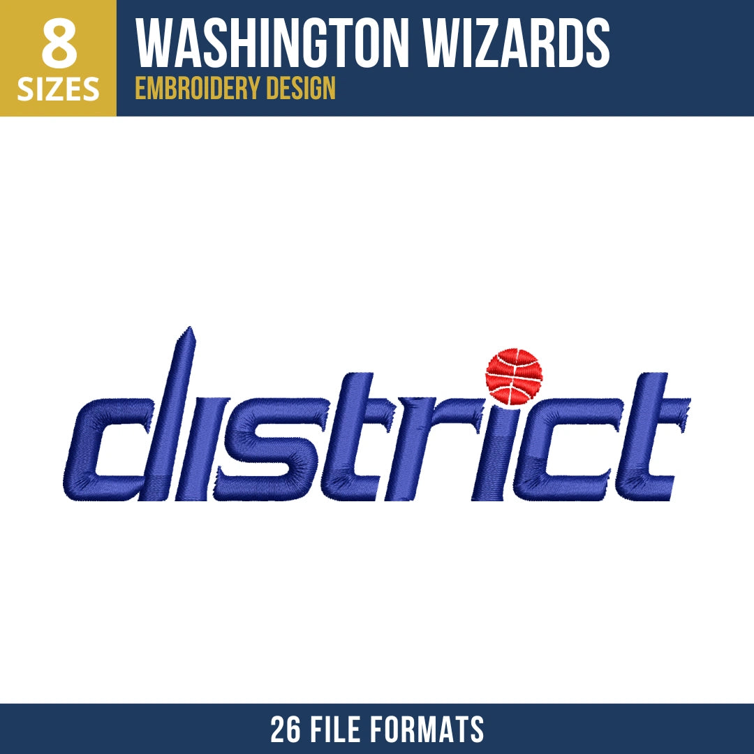 Washington Wizards District Wordmark Embroidery Design