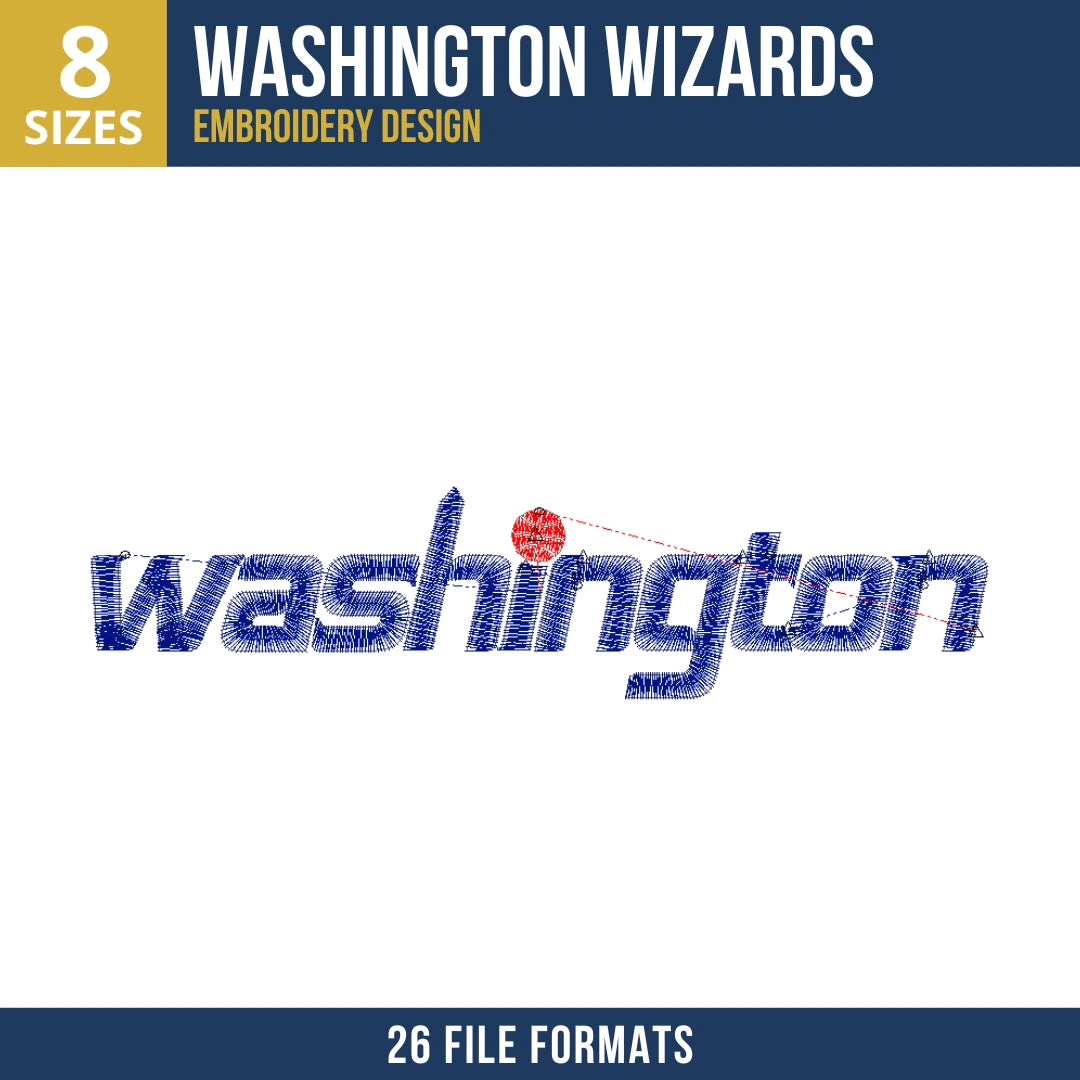 Washington Wizards Washington Wordmark Embroidery Design