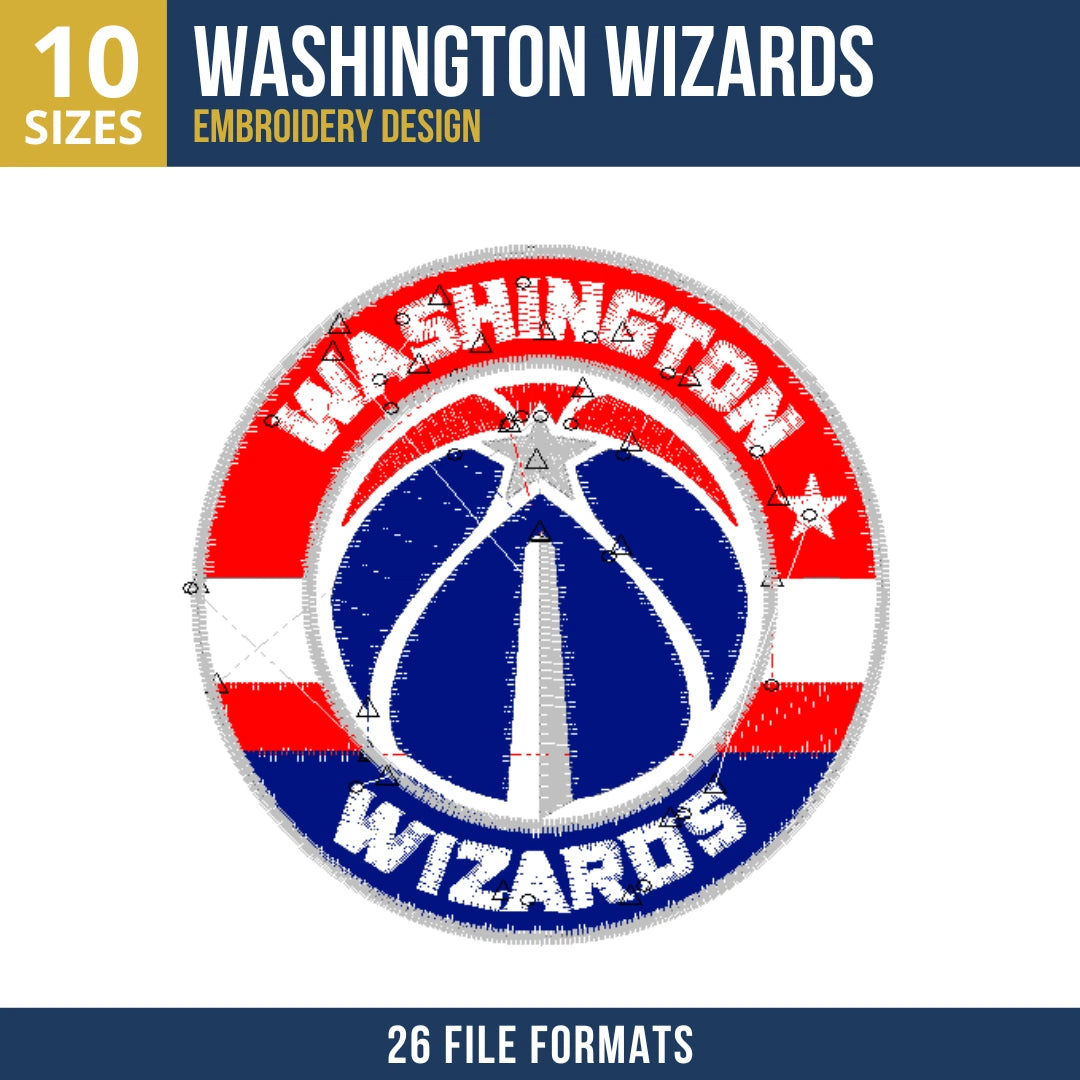 Washington Wizards Circular Badge Embroidery Design