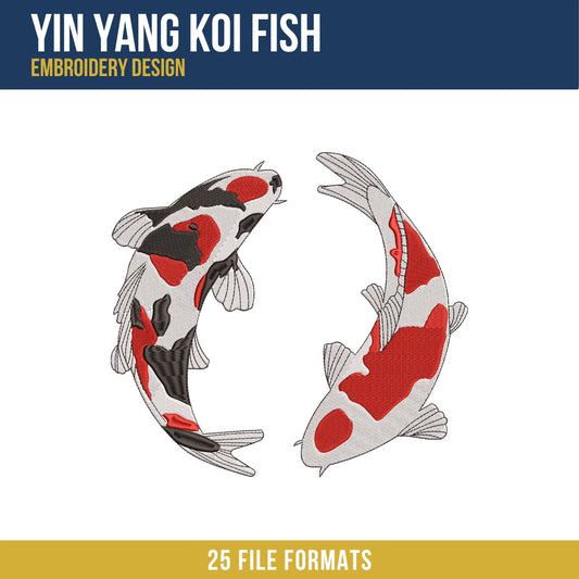 Yin Yang Koi Fish Embroidery Design