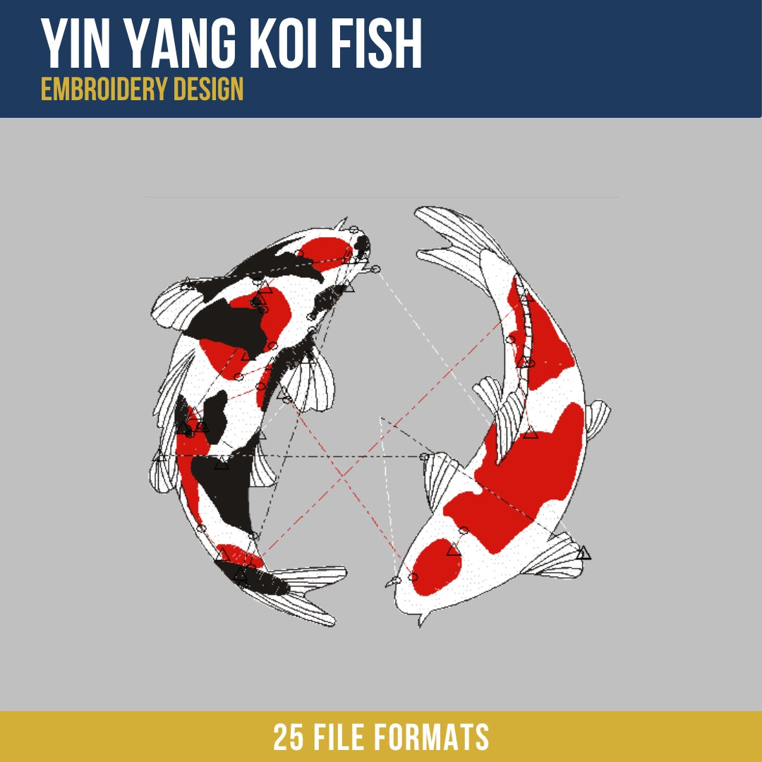 Yin Yang Koi Fish Embroidery Design